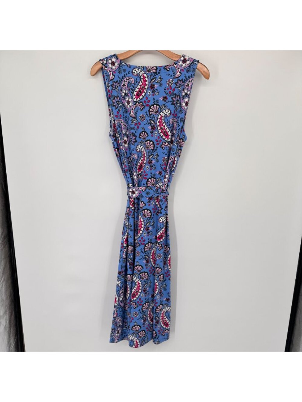 Talbots Effortless Jersey knit Tie Waist Midi Dress Seaside Paisley size large - Picture 10 of 13